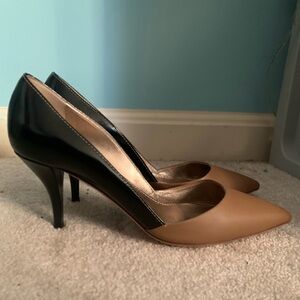 Lanvin Tan & Black Patent Leather Colorblock Heels size 38